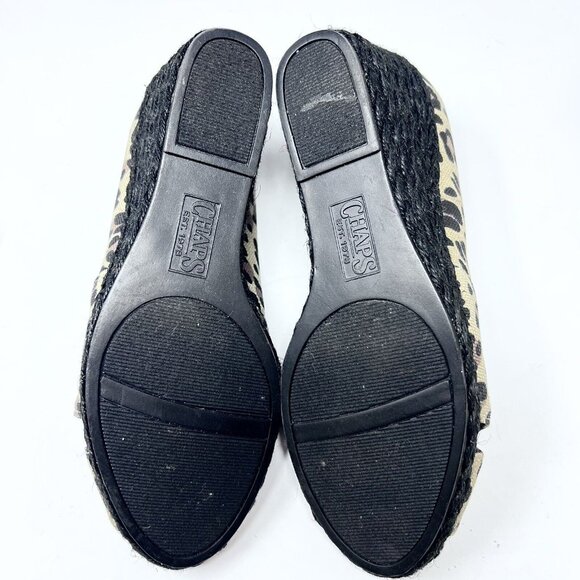 Chaps Dakoda Womens Peep‎ Toe Heels Cheetah Print Wedge Pumps Size 8M Woven - Picture 5 of 8